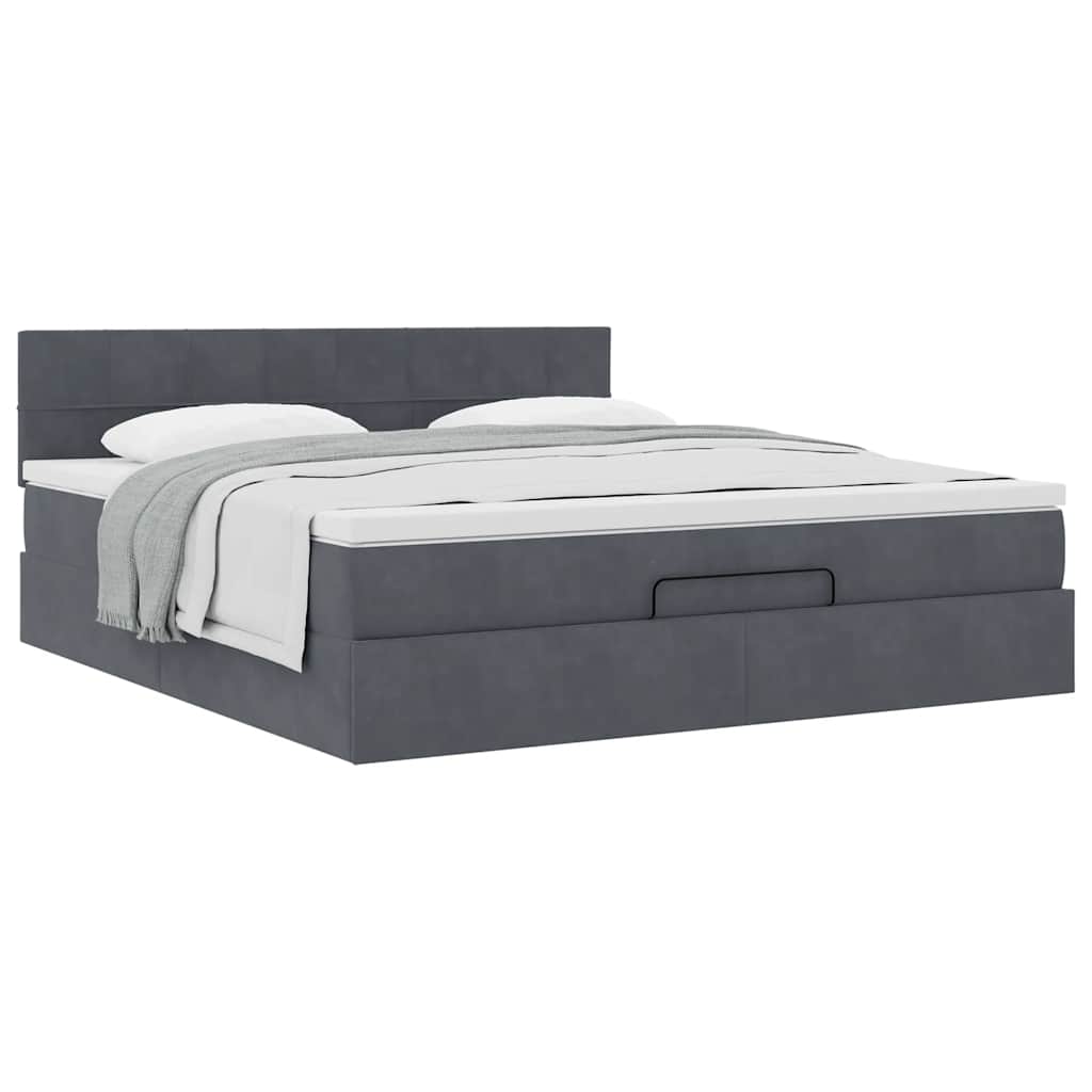 Struttura Letto Pouf con Materasso 180x200 cm in Velluto | homemem39