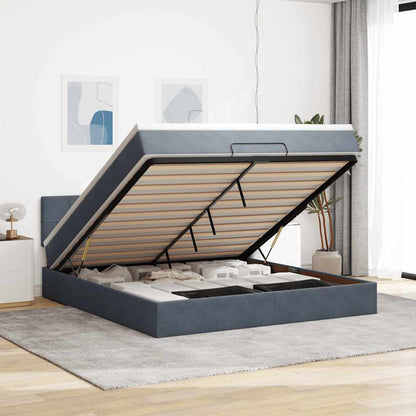 Struttura Letto Pouf con Materasso 180x200 cm in Velluto | homemem39