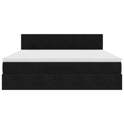 Struttura Letto Pouf con Materasso Nero 180x200 cm in Velluto | homemem39