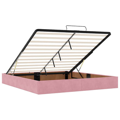 Struttura Letto Pouf con Materasso Rosa 180x200 cm in Velluto | homemem39