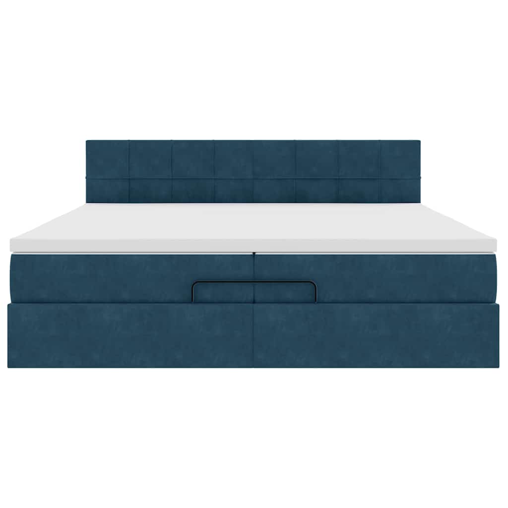 Struttura Letto Pouf con Materasso 200x200 cm in Velluto | homemem39