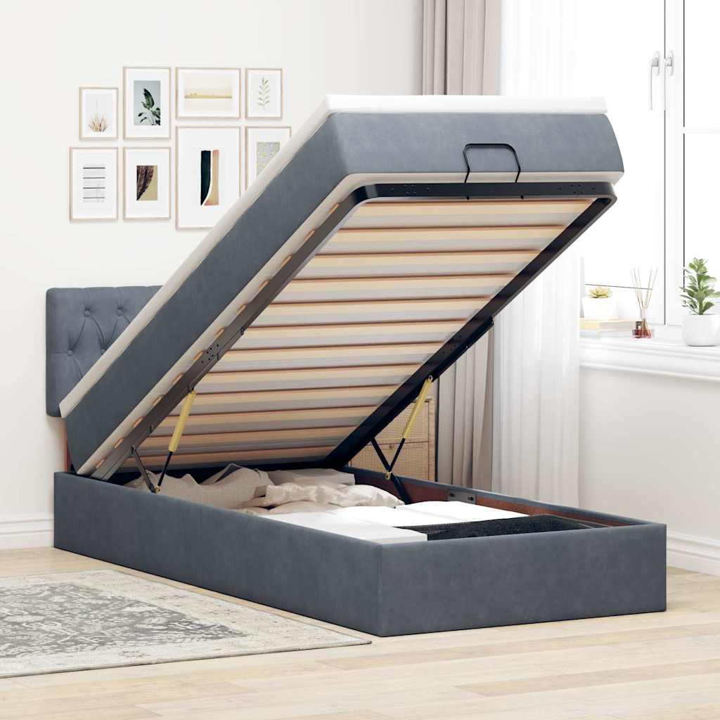 Struttura Letto Pouf con Materasso in Velluto