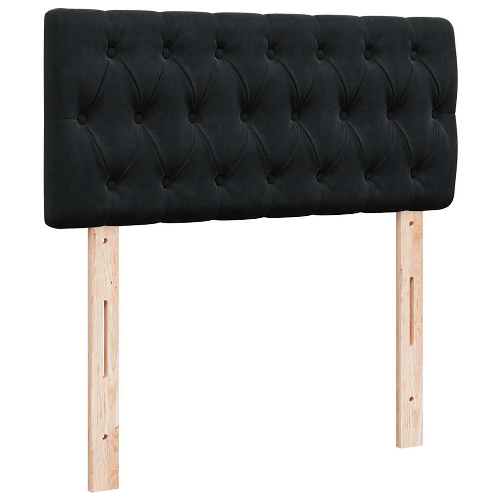 Struttura Letto Pouf con Materasso Nero 80x200 cm in Velluto