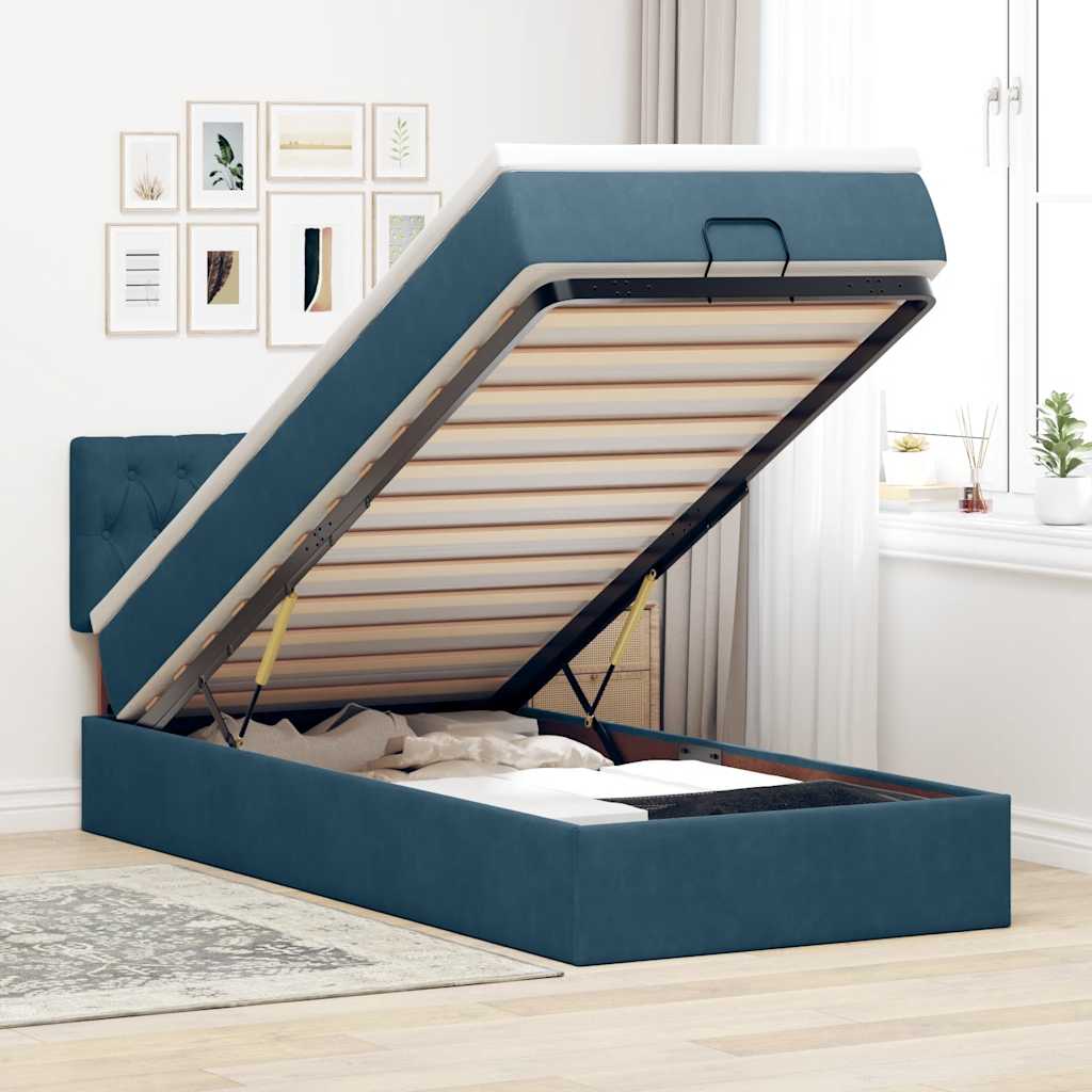 Struttura Letto Pouf con Materasso 80x200 cm Velluto