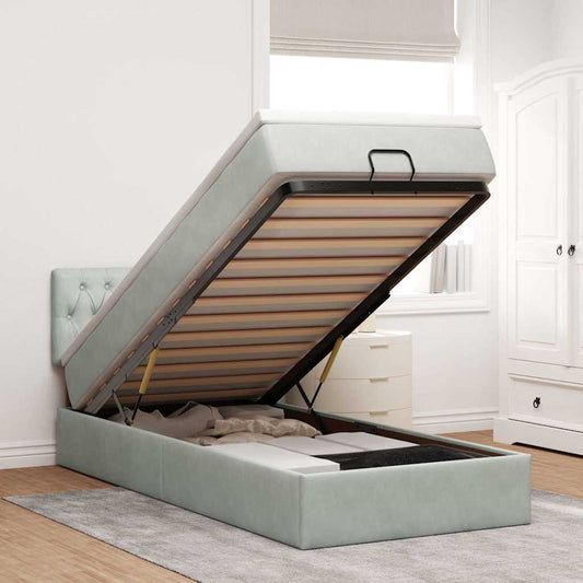 Struttura Letto Pouf con Materasso 90x200 cm in Velluto