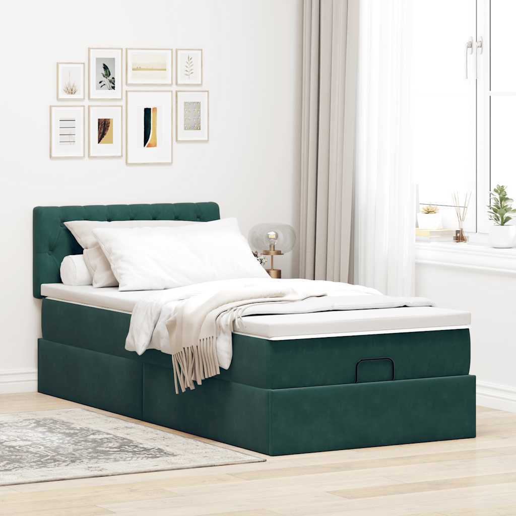 Struttura Letto Pouf con Materasso 90x200 cm in Velluto