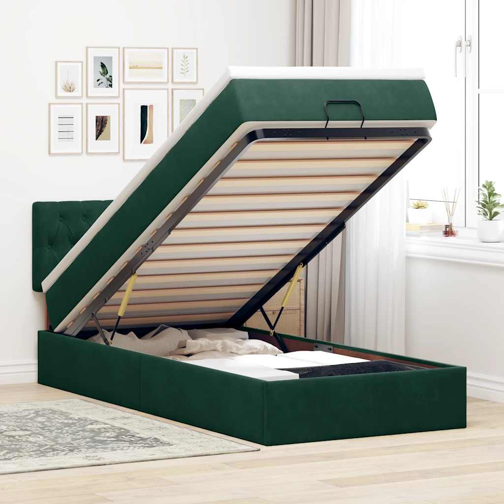 Struttura Letto Pouf con Materasso 90x200 cm in Velluto