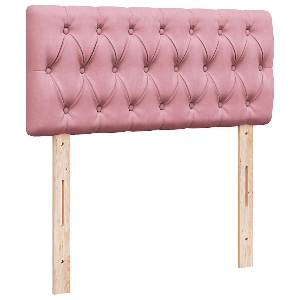 Struttura Letto Pouf con Materasso Rosa 90x200 cm in Velluto - homemem39