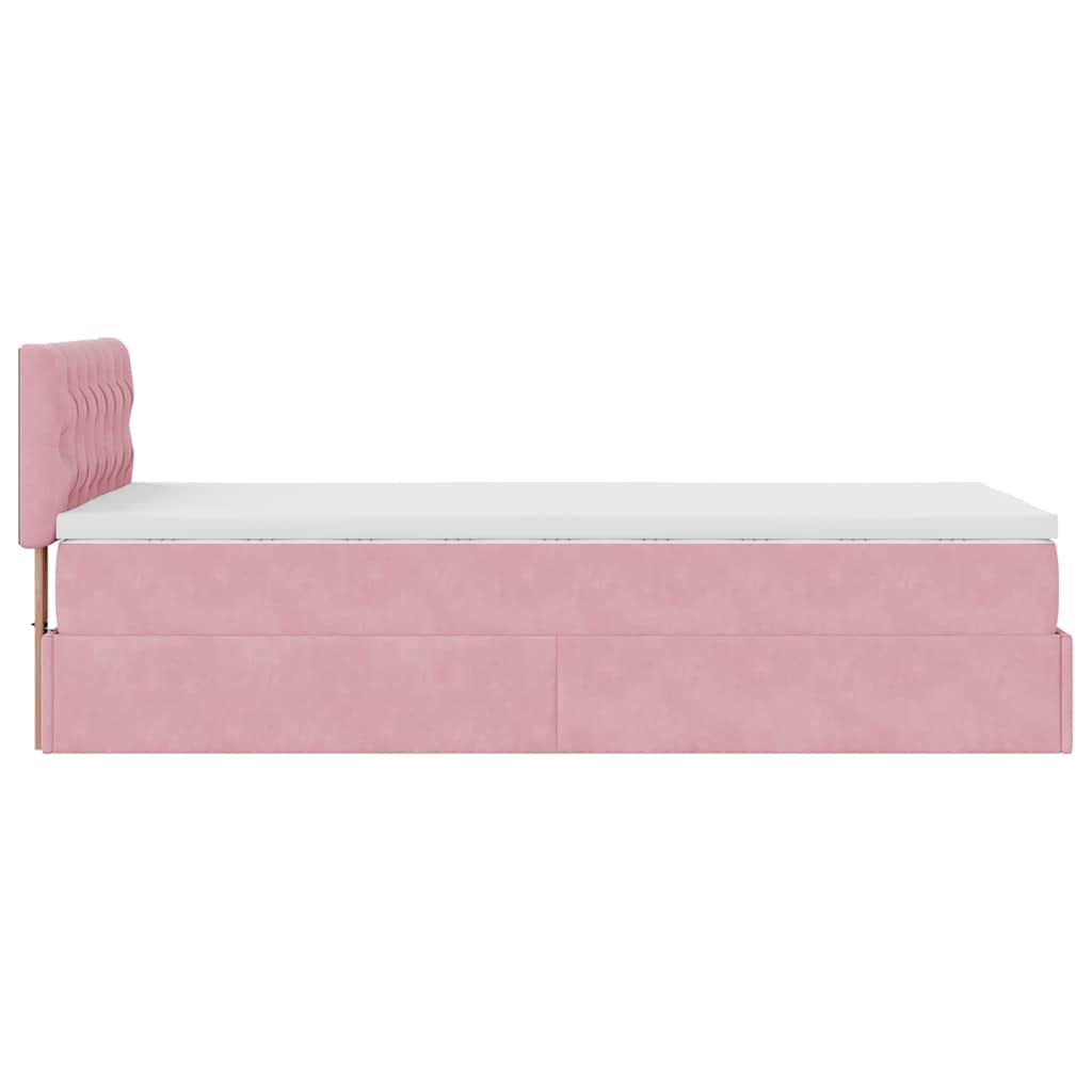 Struttura Letto Pouf con Materasso Rosa 90x200 cm in Velluto - homemem39