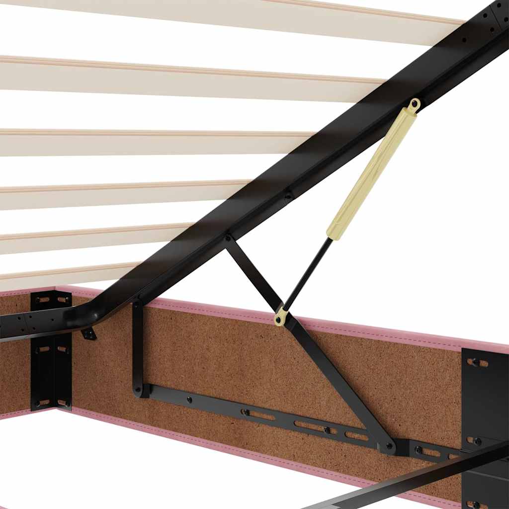 Struttura Letto Pouf con Materasso Rosa 90x200 cm in Velluto - homemem39