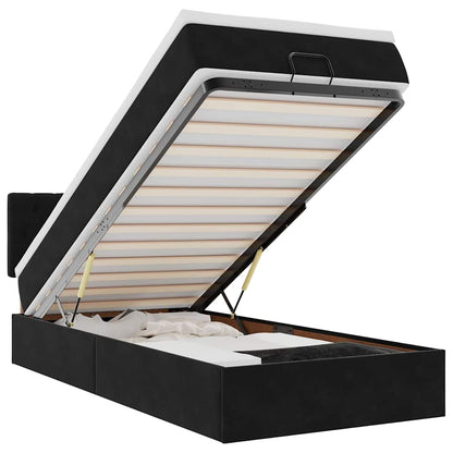 Struttura Letto Pouf con Materasso Nero 100x200 cm Velluto - homemem39