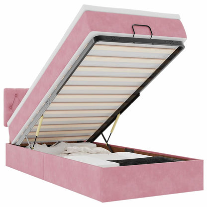 Struttura Letto Pouf con Materasso Rosa 100x200 cm Velluto | homemem39