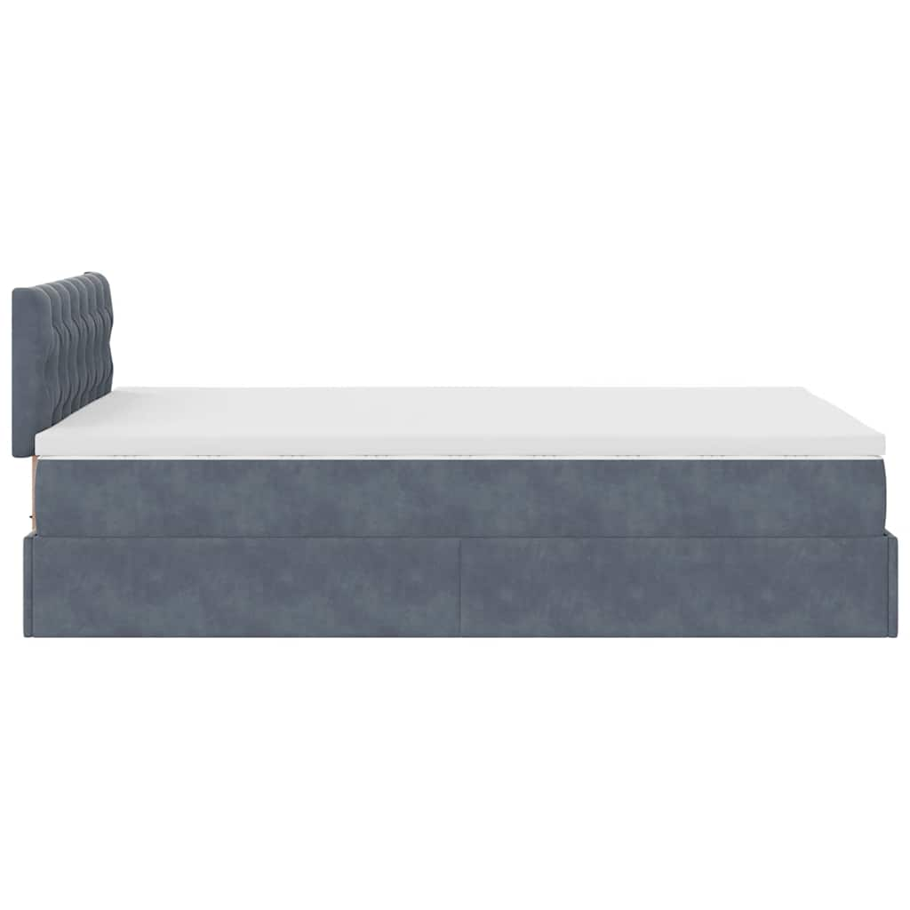 Pouf Letto con Materasso Grigio Scuro 120x190 cm Velluto