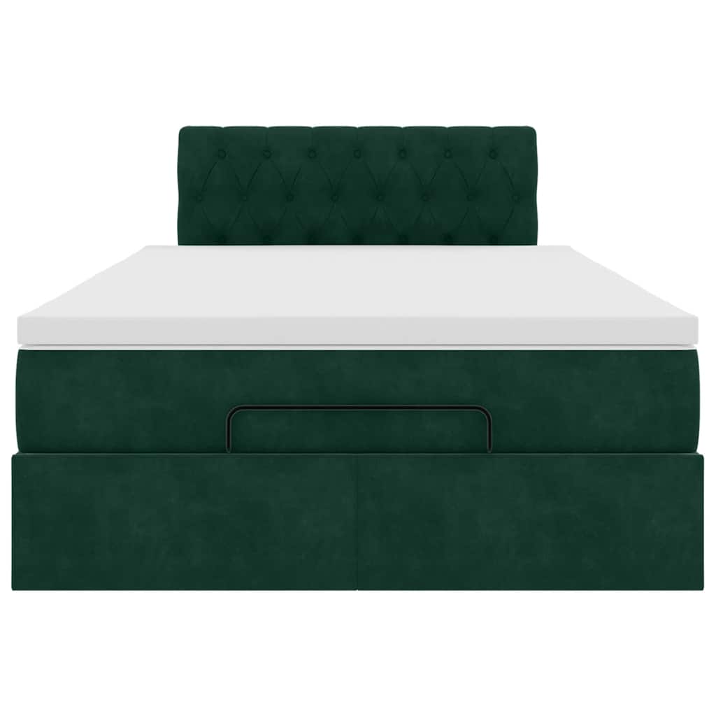 Pouf Letto con Materasso Verde Scuro 120x190 cm Velluto