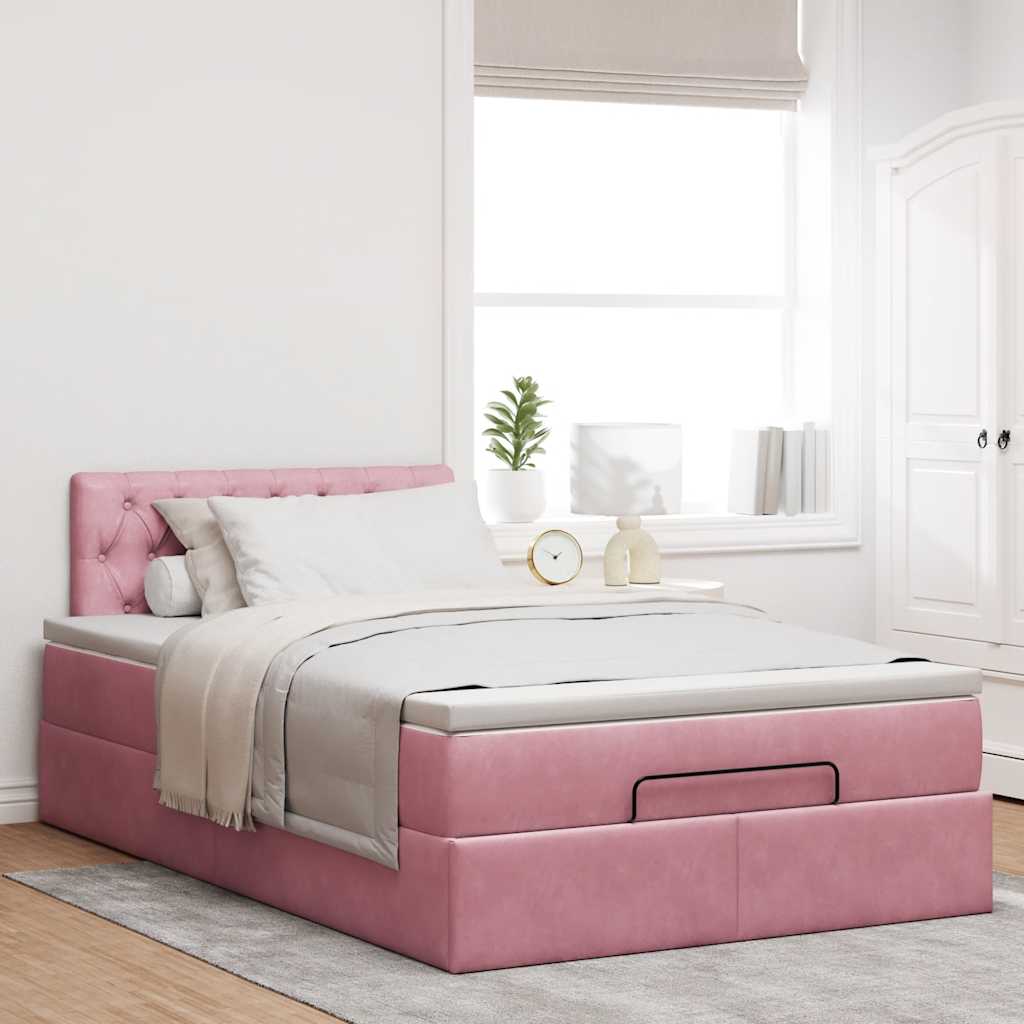 Pouf Letto con Materasso Rosa 120x190 cm Velluto | homemem39