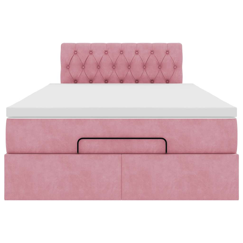Pouf Letto con Materasso Rosa 120x190 cm Velluto | homemem39