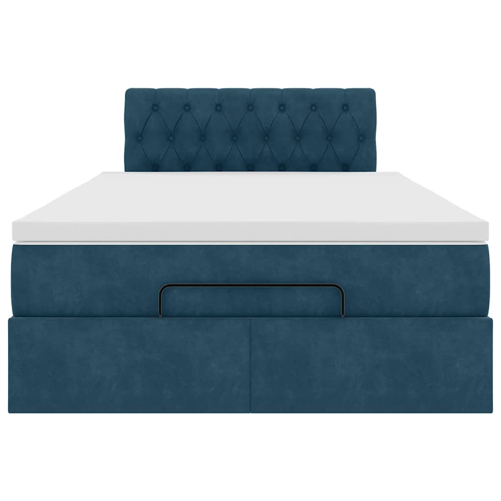 Struttura Letto Pouf con Materasso Blu Scuro 120x200 cm Velluto | homemem39