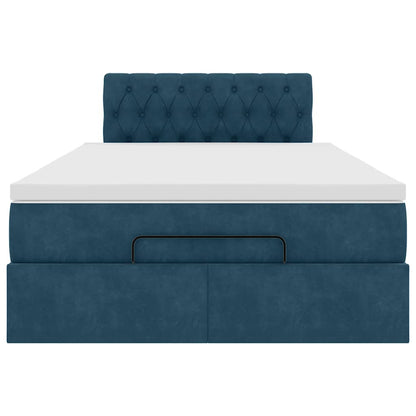Struttura Letto Pouf con Materasso Blu Scuro 120x200 cm Velluto | homemem39