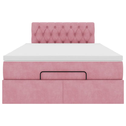 Struttura Letto Pouf con Materasso Rosa 120x200 cm Velluto | homemem39