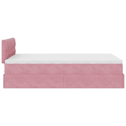 Struttura Letto Pouf con Materasso Rosa 120x200 cm Velluto | homemem39