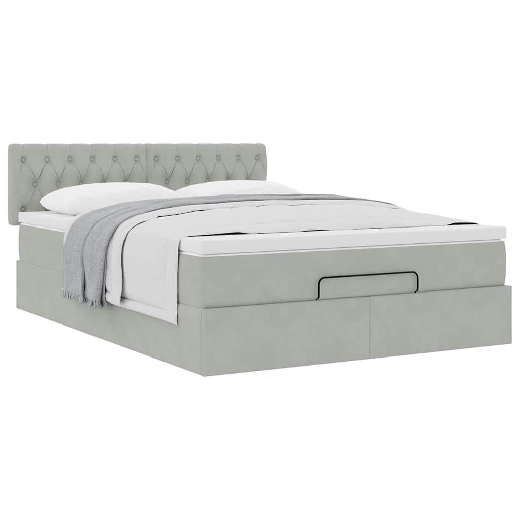 Struttura Letto Pouf con Materasso 140x190 cm Velluto | homemem39
