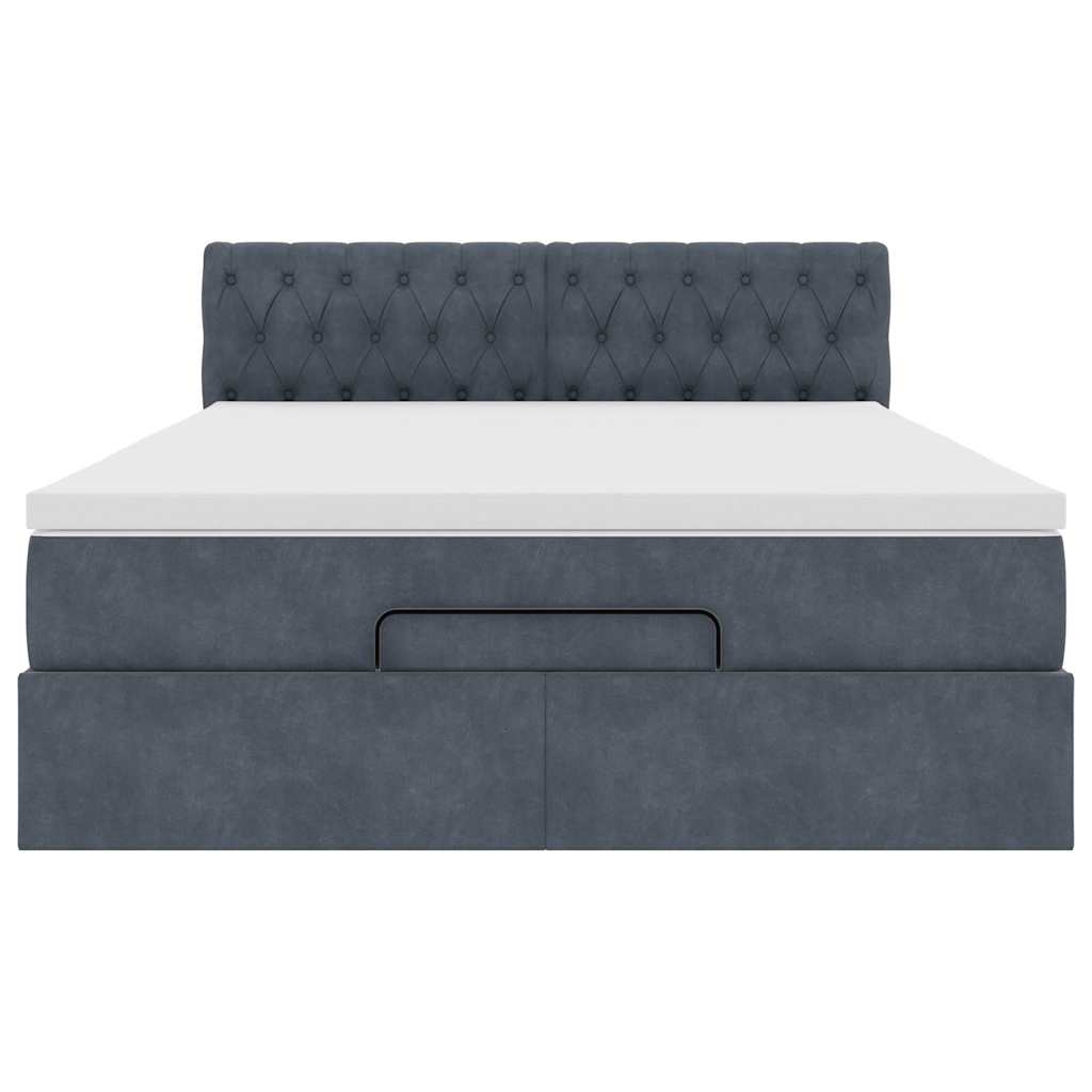 Struttura Letto Pouf con Materasso 140x190 cm Velluto