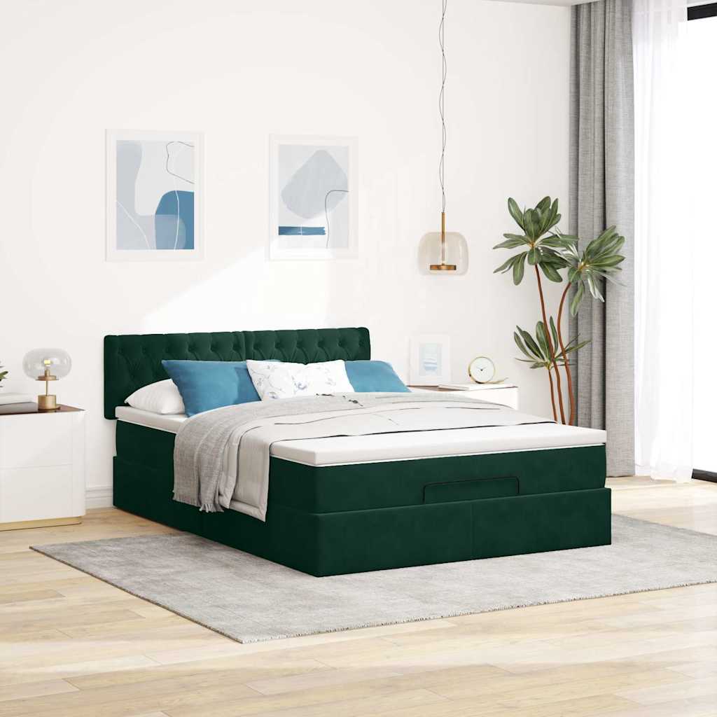 Struttura Letto Pouf con Materasso 140x190 cm in Velluto | homemem39