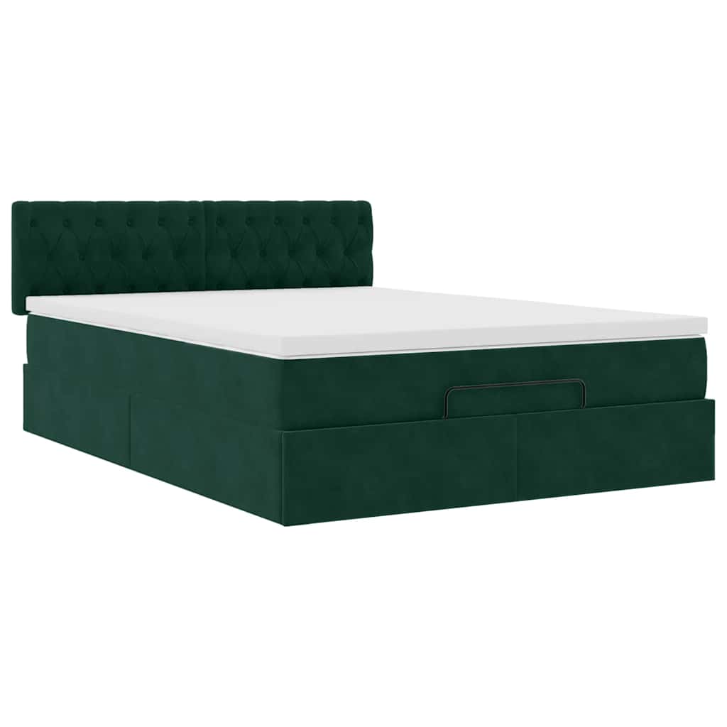 Struttura Letto Pouf con Materasso 140x190 cm in Velluto | homemem39