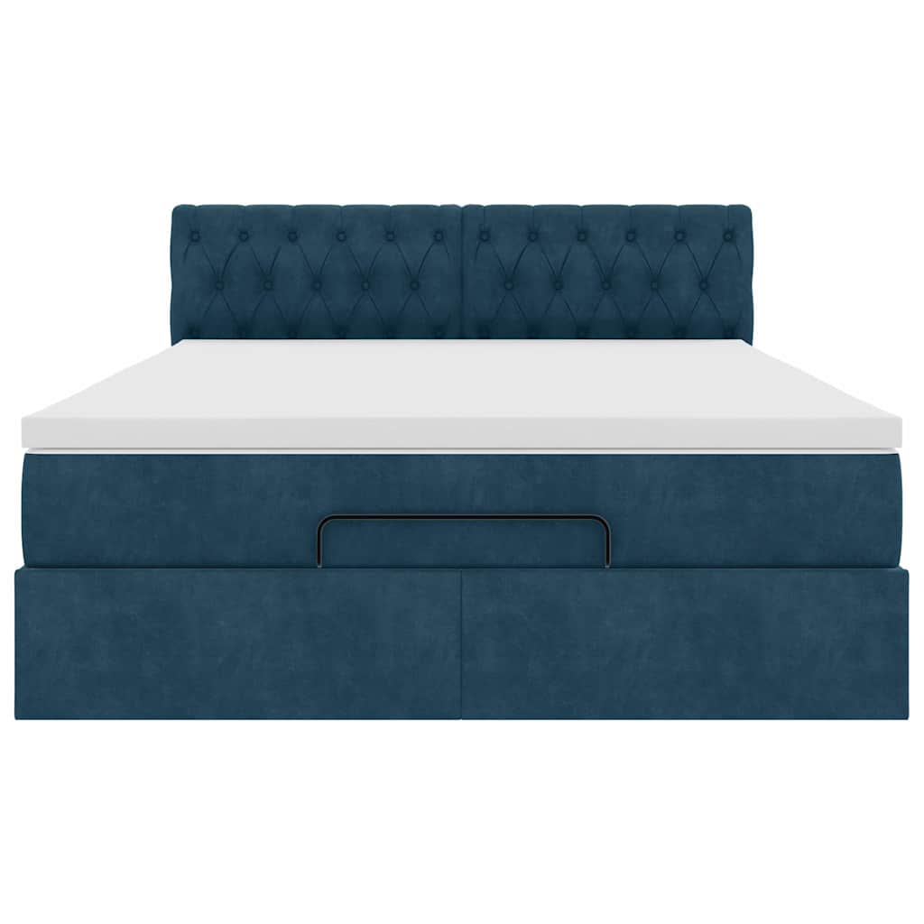 Struttura Letto Pouf con Materasso 140x190 cm in Velluto