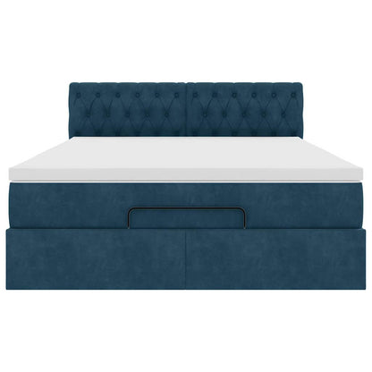 Struttura Letto Pouf con Materasso 140x190 cm in Velluto