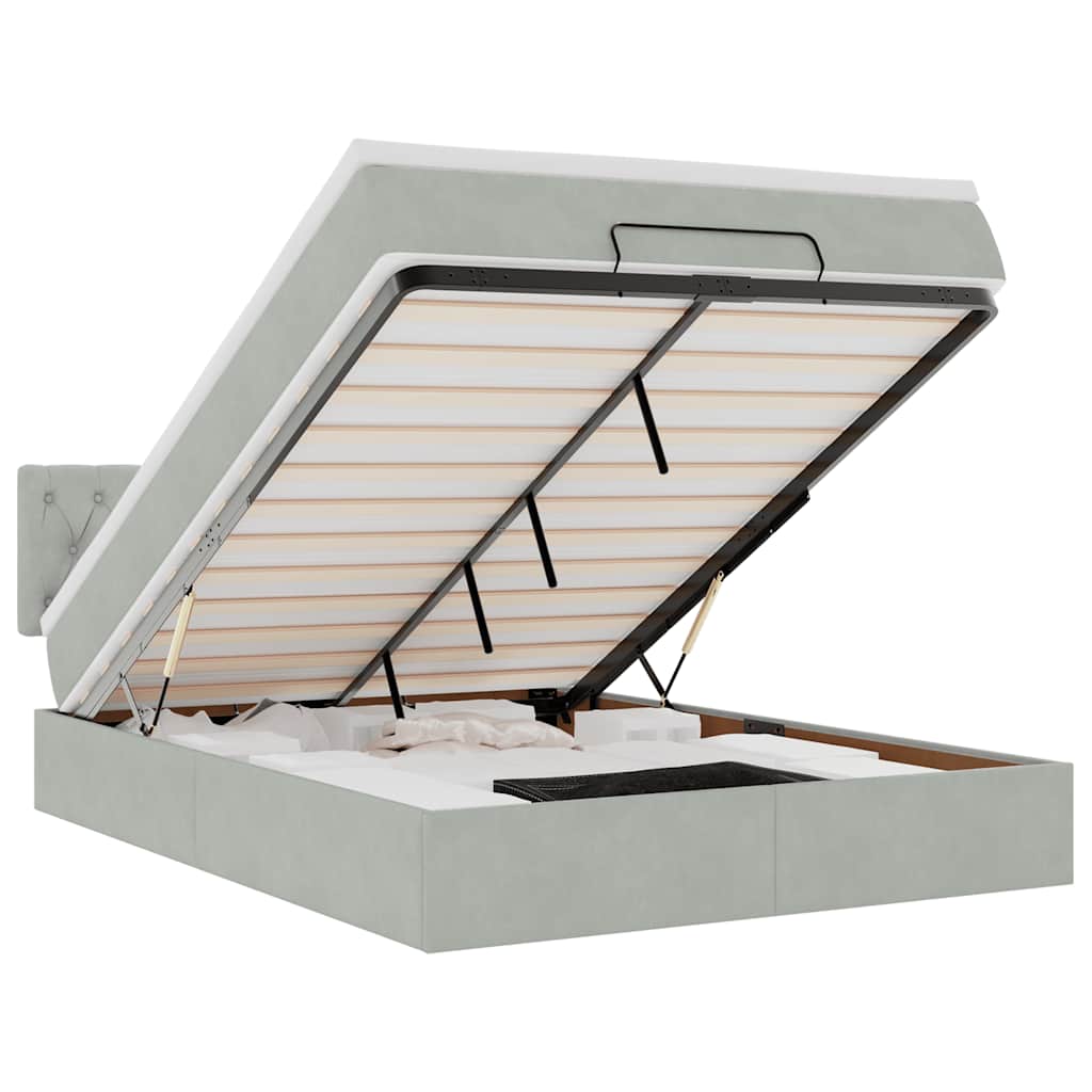 Struttura Letto Pouf con Materasso 140x200 cm in Velluto - homemem39