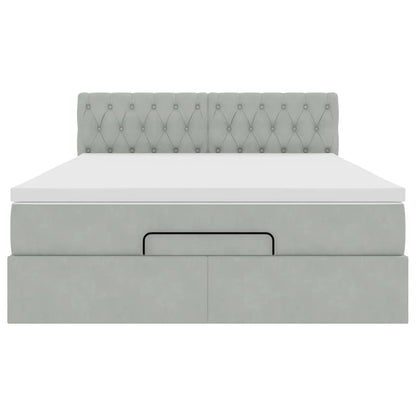 Struttura Letto Pouf con Materasso 140x200 cm in Velluto - homemem39