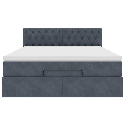 Struttura Letto Pouf con Materasso 140x200 cm in Velluto
