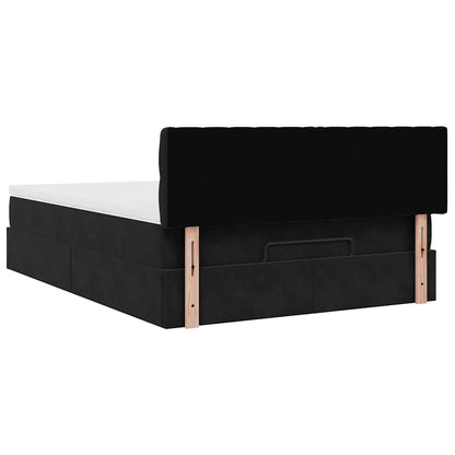 Struttura Letto Pouf con Materasso Nero 140x200 cm in Velluto