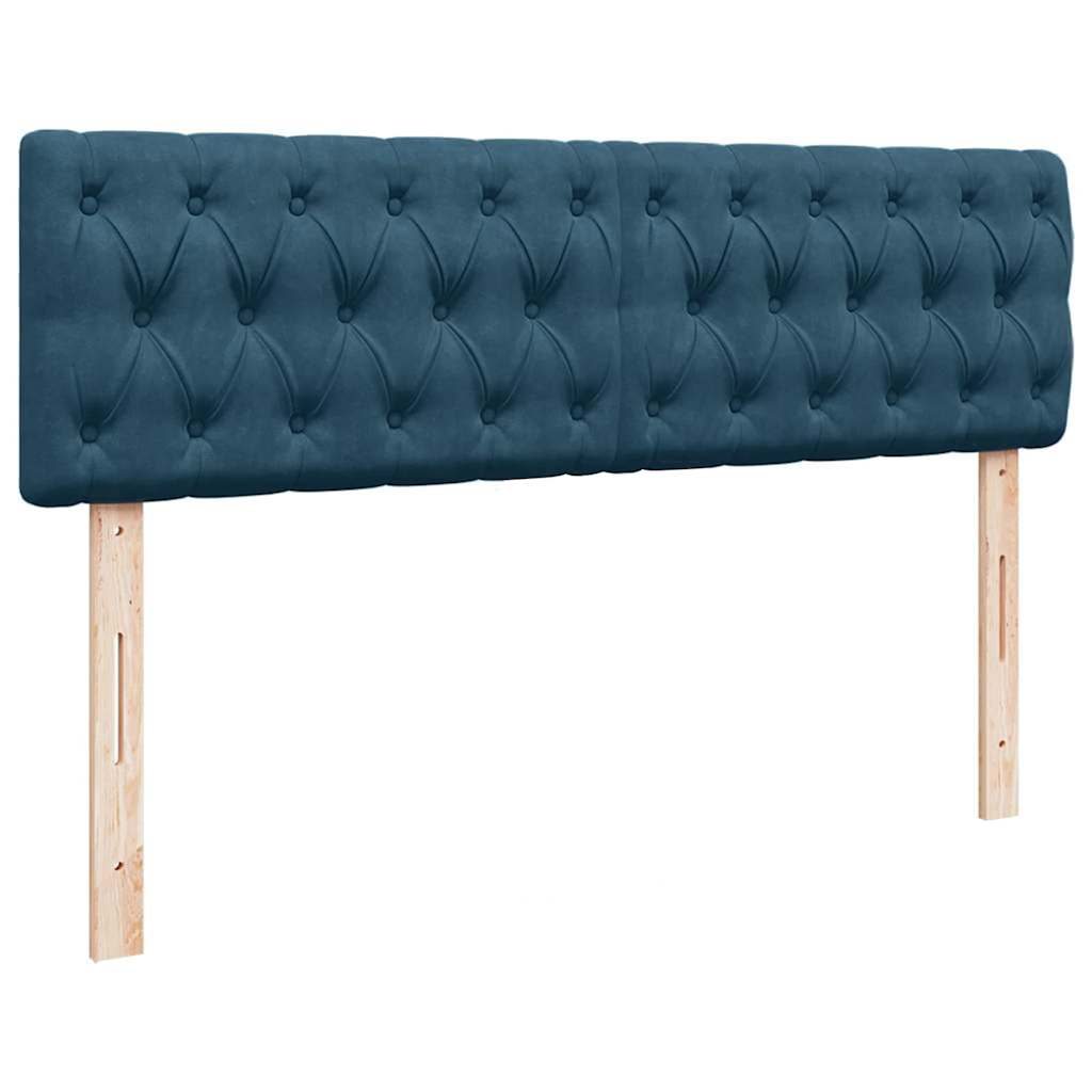 Struttura Letto Pouf con Materasso Blu 140x200cm in Velluto | homemem39