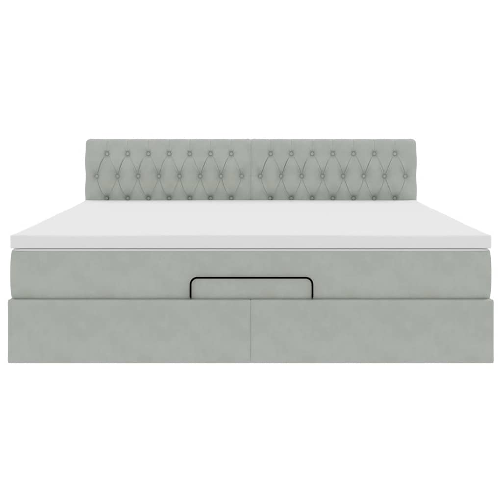 Struttura Letto Pouf con Materasso 160x200 cm in Velluto