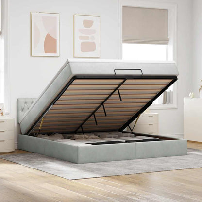 Struttura Letto Pouf con Materasso 160x200 cm in Velluto