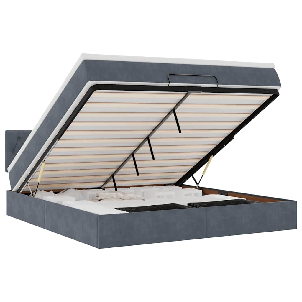 Struttura Letto Pouf con Materasso 160x200 cm in Velluto - homemem39