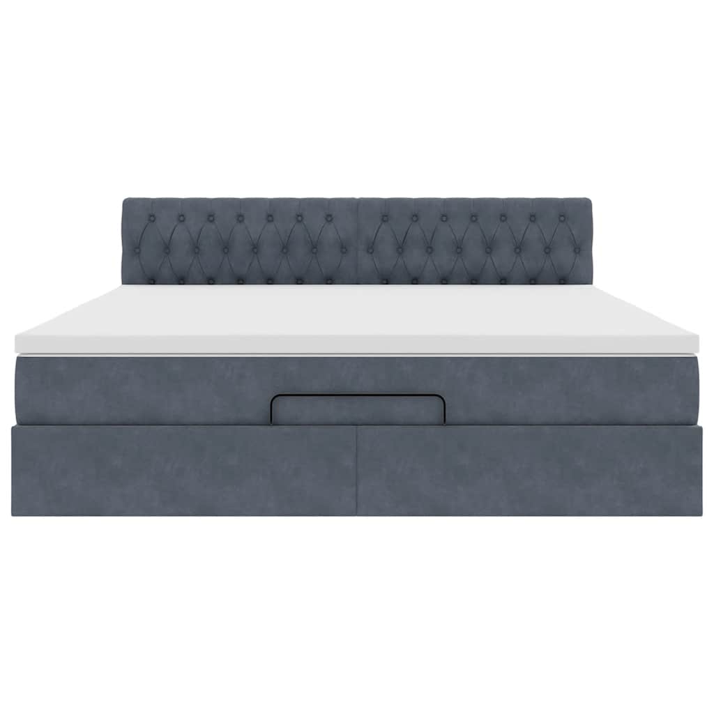 Struttura Letto Pouf con Materasso 160x200 cm in Velluto
