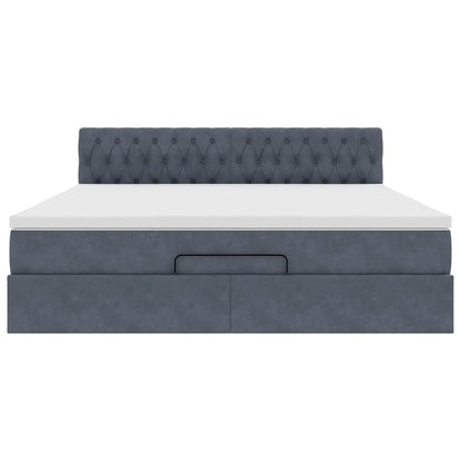 Struttura Letto Pouf con Materasso 160x200 cm in Velluto