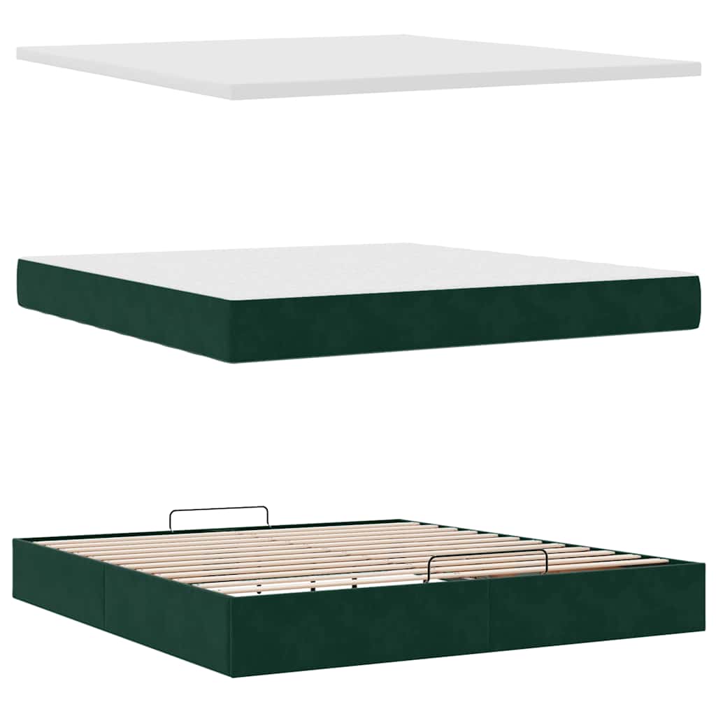 Struttura Letto Pouf con Materasso 160x200 cm in Velluto