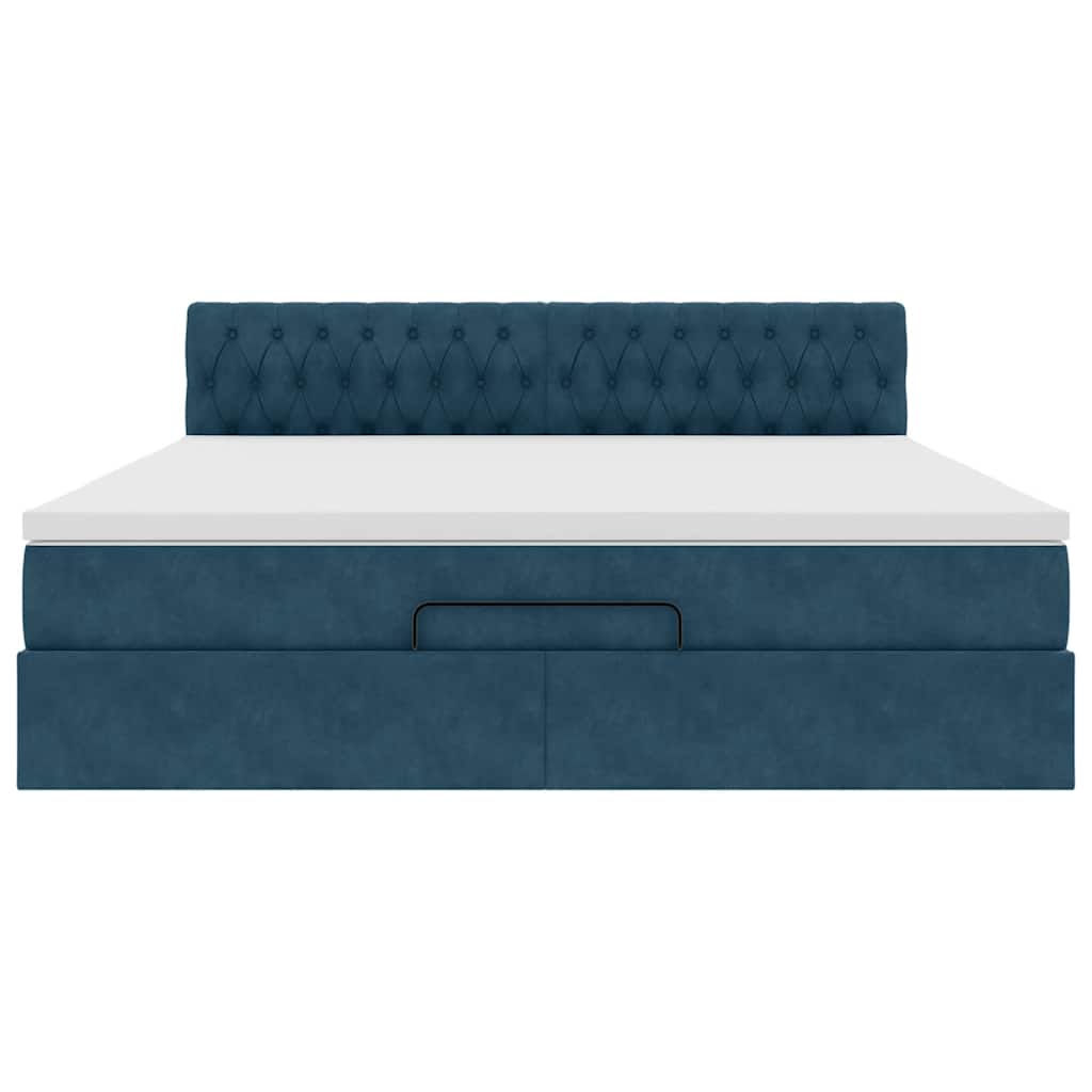 Struttura Letto Pouf con Materasso 160x200 cm in Velluto