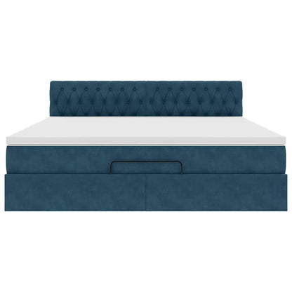 Struttura Letto Pouf con Materasso 160x200 cm in Velluto