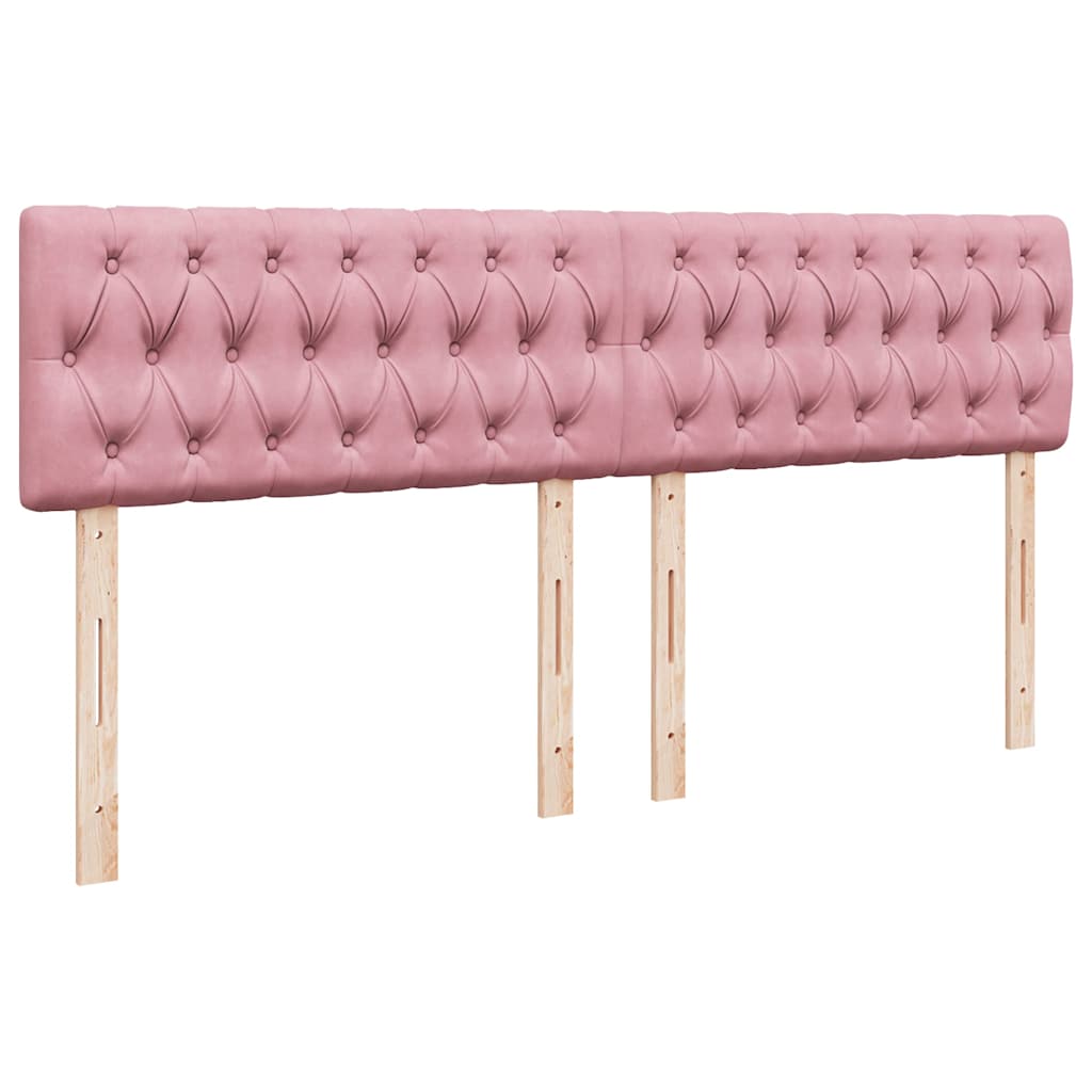 Struttura Letto Pouf con Materasso Rosa 160x200 cm in Velluto