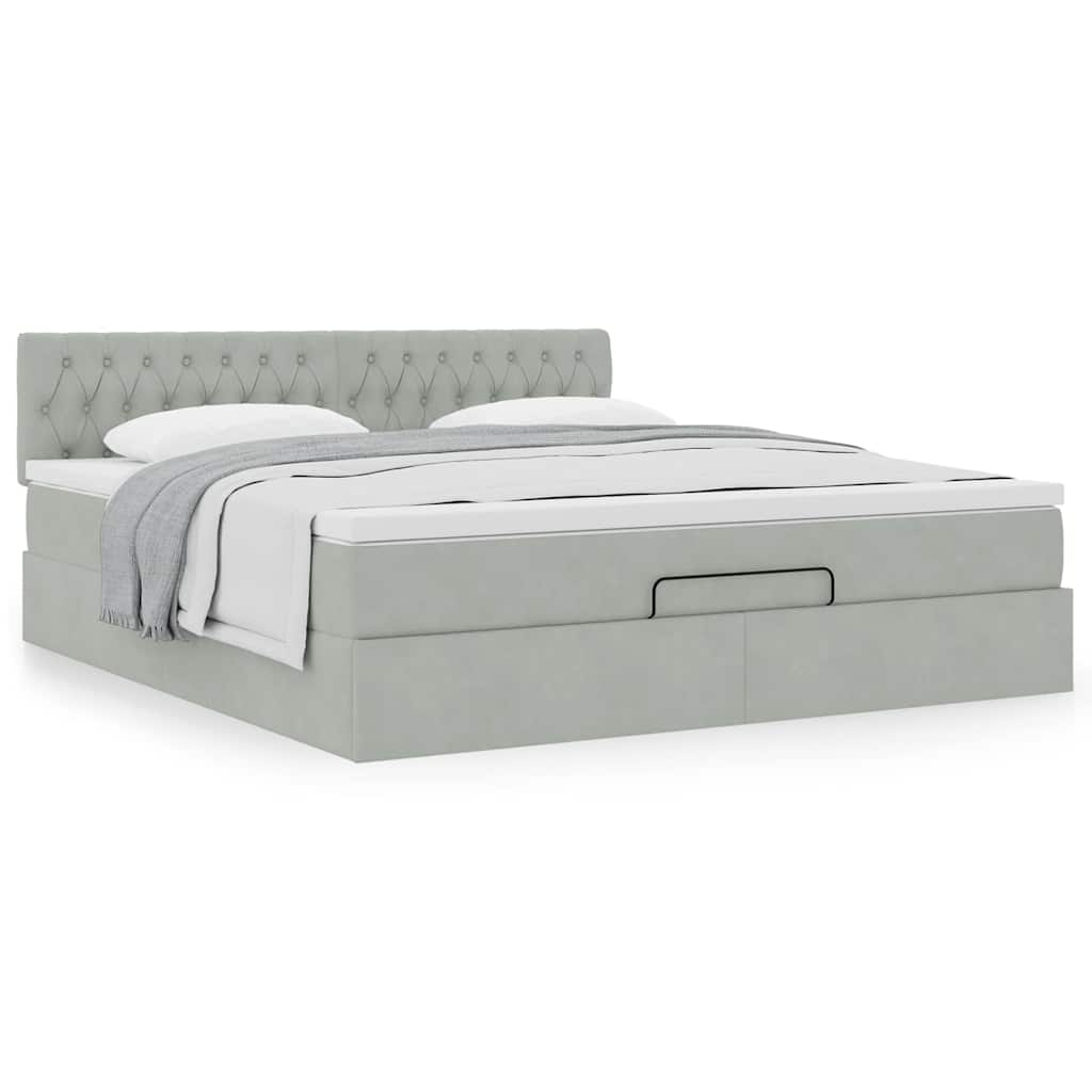Struttura Letto Pouf con Materasso 180x200 cm in Velluto | homemem39