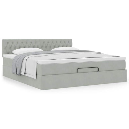 Struttura Letto Pouf con Materasso 180x200 cm in Velluto | homemem39