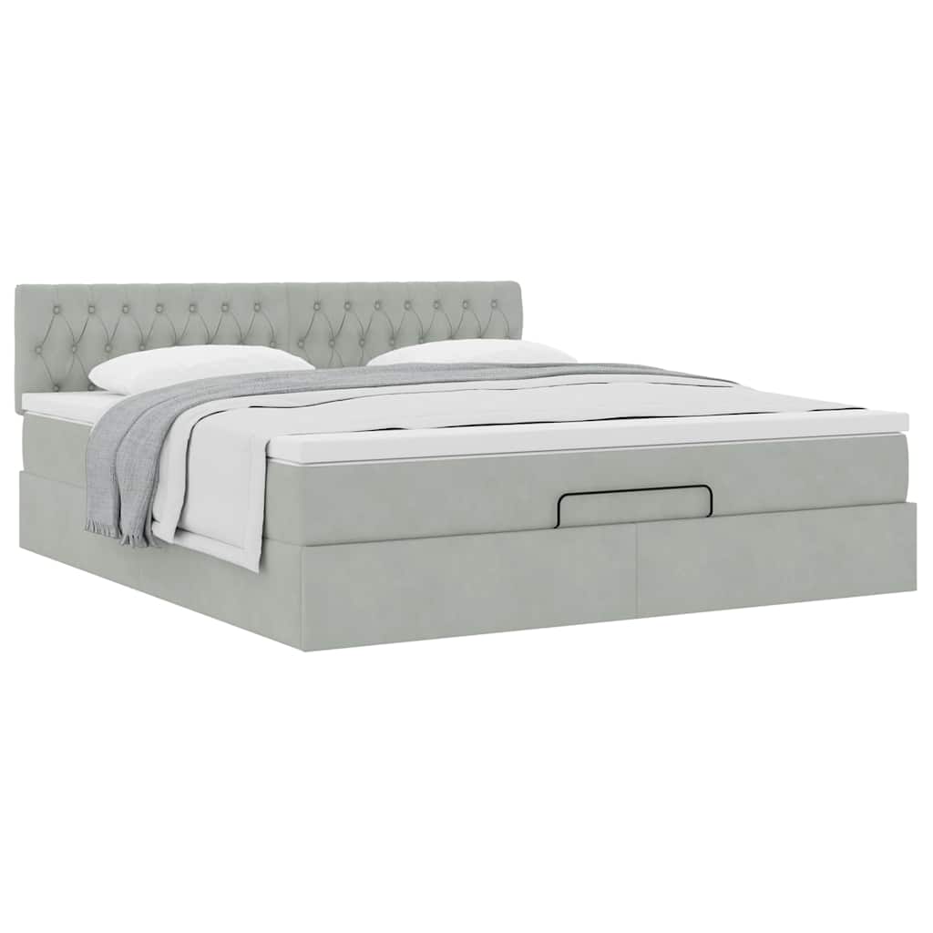 Struttura Letto Pouf con Materasso 180x200 cm in Velluto | homemem39