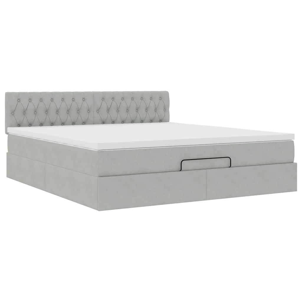Struttura Letto Pouf con Materasso 180x200 cm in Velluto | homemem39