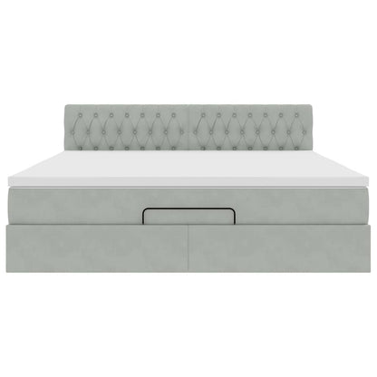 Struttura Letto Pouf con Materasso 180x200 cm in Velluto | homemem39
