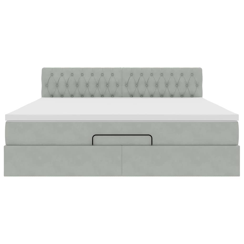 Struttura Letto Pouf con Materasso 180x200 cm in Velluto